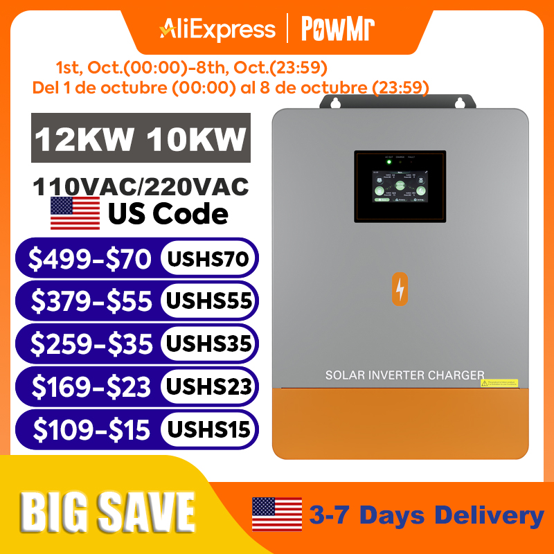 Inversor Híbrido Solar PowMr 1 - Split Phase Inverter 10Kw 110V 220V avaliação e preço